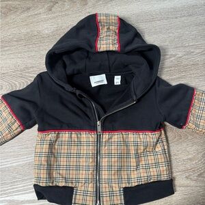 Burberry Kids Hoodie with Black and Tan Plaid